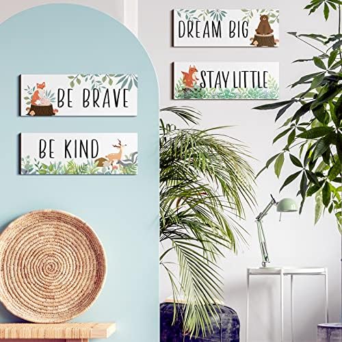 4 Pieces Woodland Nursery Decor Safari wall art Be kind brave curious Cute - Image 2