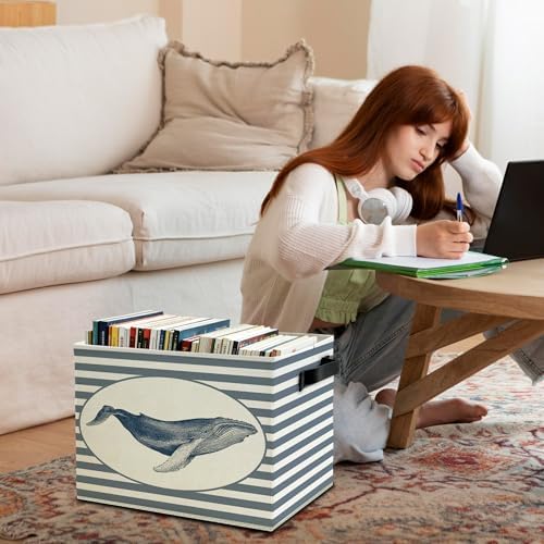 Coastal Beach Whale Storage Bins Box - Image 3