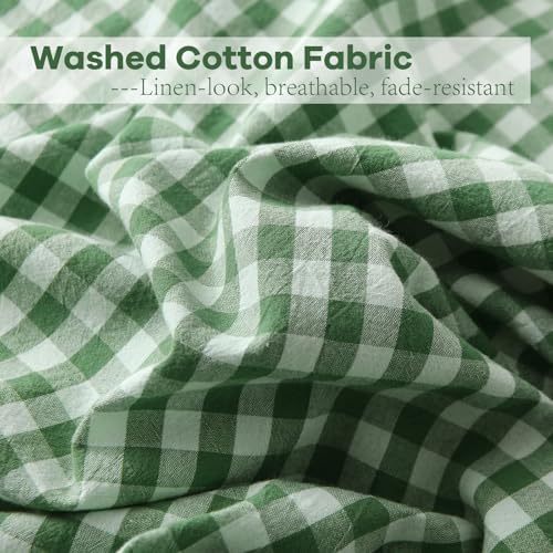 2 Pack Green Gingham Euro Shams Pillow Covers 26''x26'' - Image 6