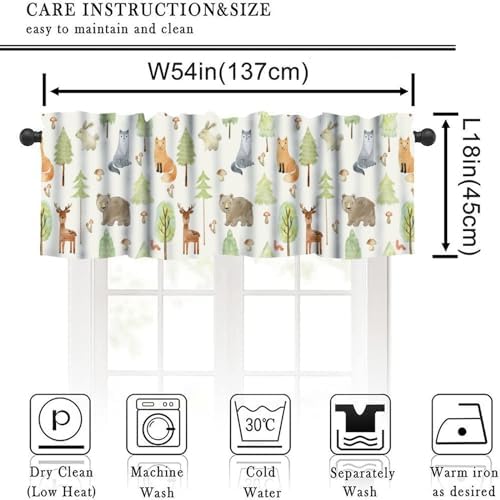 Cartoon Animal Valances Kids Curtains, Cute Forest Bear Fox Printed Rod Pocket - Image 2