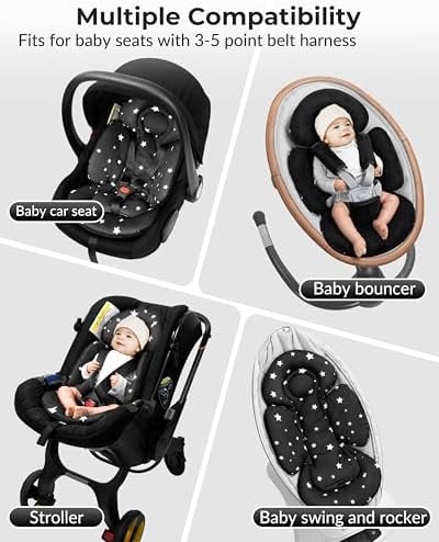 TinlyFinly Newborn Car Seat Insert, Head and Body Support, Reversible Infant - Image 4