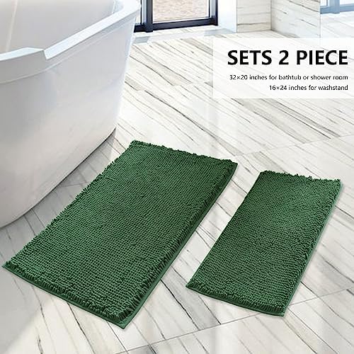 BOANKODU Bathroom Rugs Sets 2 Piece, Extra Soft Chenille Bath Mat Absorbent - Image 2