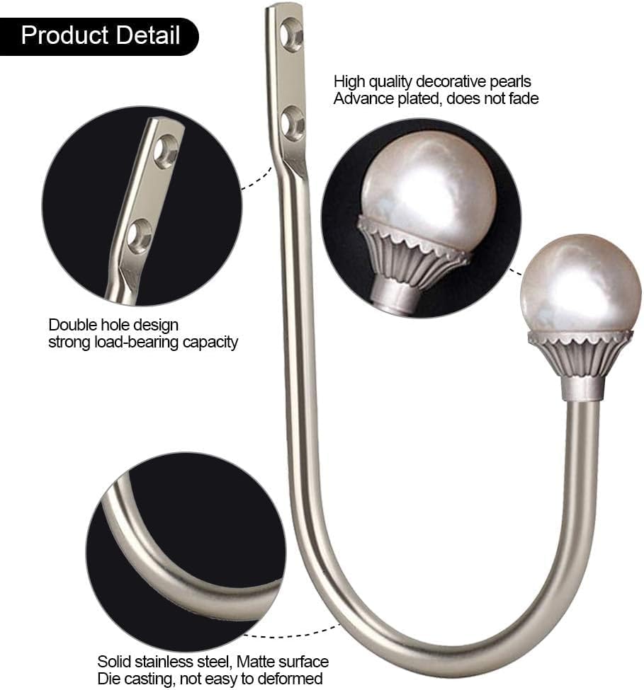 COCIVIVRE 2 Pack Curtain Holdbacks Wall Mounted Curtain Tiebacks Hooks Plastic - Image 3