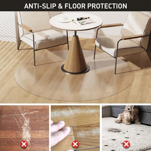 Clear Plastic Floor Mat for Under Dining Table, 6ft Round No Slip Waterproof - Image 3