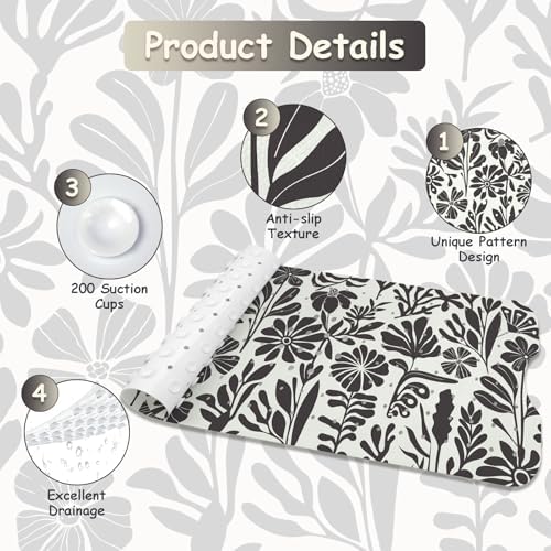 Non Slip Bathtub Mat, Extra Long Flower Bath Mat - Image 4