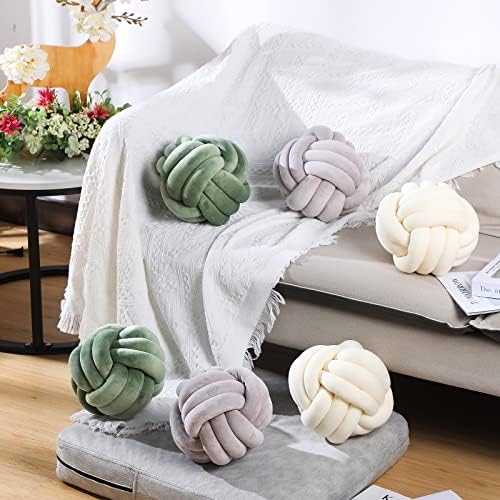 Namalu 7.87 Inches 2 Pcs Knot Pillow Decorative Throw Pillow, Dark Green - Image 3