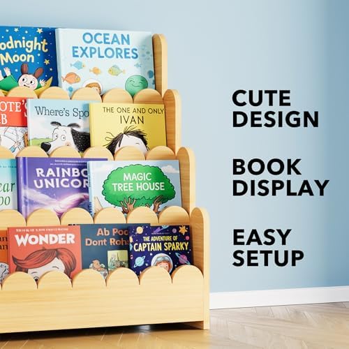 SpaceAid 4-Tier Scalloped Bookshelf, Montessori Bookcase - Image 7