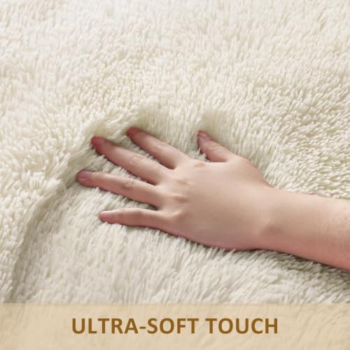 Ophanie Area Rugs 10x12 Living Room, Large Ivory Bedroom Carpet, Big Shag - Image 2