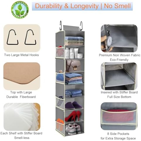Large-Sized Hanging Shoe Organizer 8-Shelf, Hanging Closet Organizer - Image 5
