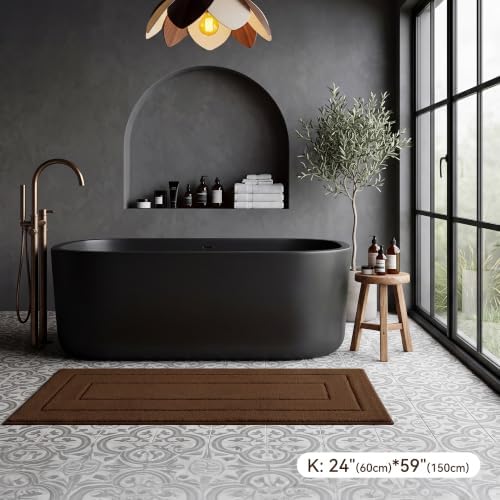 GRANNY SAYS Brown Bathroom Rug 24" x 59", Non-Slip Microfiber Bath Mat - Image 5