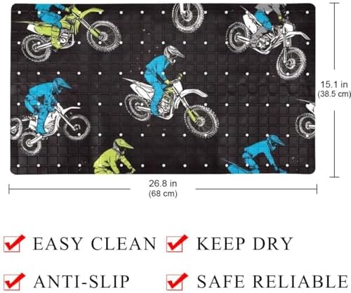 Shower Mat Non Slip 26.8 x 15.1 Inches, Motocross Pattern Bathtub Mat Shower - Image 3