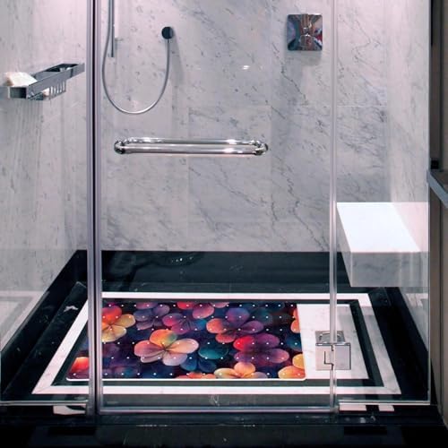 Bathtub Mat Non Slip 26.8x15.1In, Colorful Flower Bath Mat - Image 6