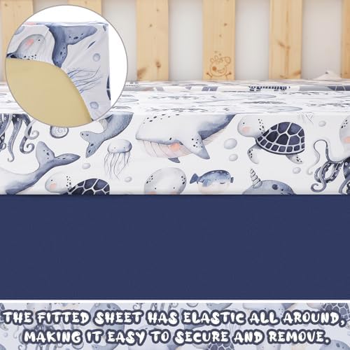 Hahafelt 3 Pcs Nautical Ocean Baby Crib Bedding Set - Image 6