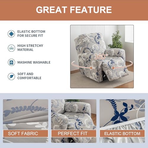 Recliner Chair Covers 4-Pieces Recliner Slipcovers Lazy Boy Chair Covers - Image 2