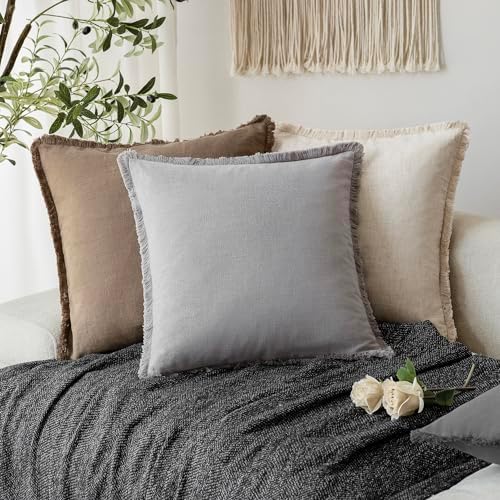 Foindtower Decorative Linen Fringe Lumbar Throw Pillow Covers Cozy Boho - Image 5