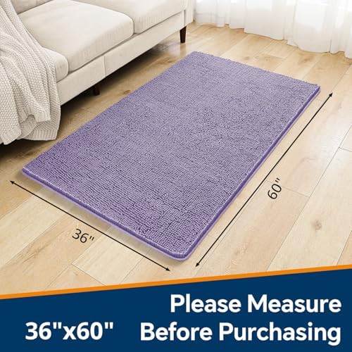 Chenille Bathroom Rug 36"x60" Lavender, Large Plush Bath Mat - Image 2