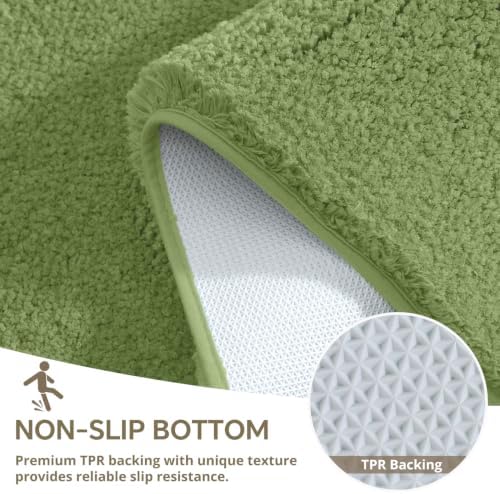 Polyester Bathroom Rug 24"x48" Olive Green, Non-Slip Soft Bath Mat - Image 6