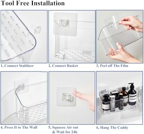 Bath Toy Storage Holder, 2 Pack Clear Bathtub Shower Caddy Shower Organizer - Image 6