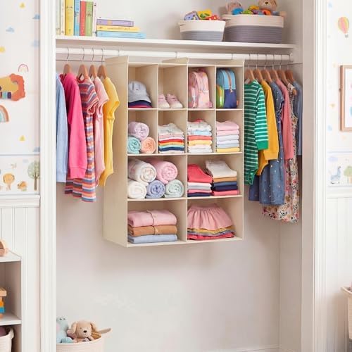 4 Tier Hanging Closet Organizer, 12 Compartments Dual Row Storage - Image 2