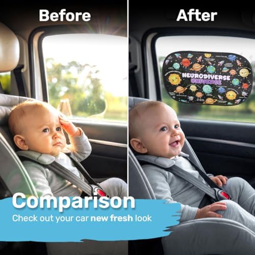 GENANY Neurodiversity Car Side Window Sun Shades 2 Piece 21 x 14 Inch - Image 3
