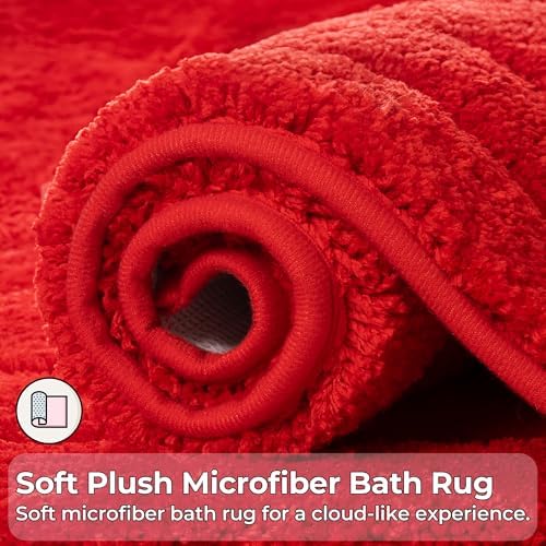 GRANNY SAYS Red Bathroom Rug 16" x 24", Non-Slip Microfiber Bath Mat - Image 5