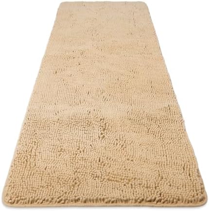 Yeaban Chenille Ivory Cream Bathroom Runner Rug 24"x60" by Yeaban