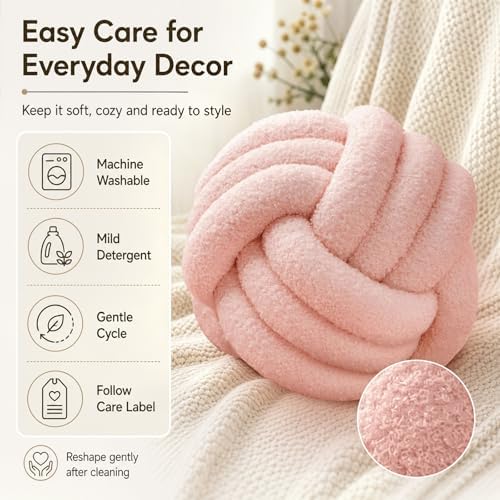 Petrella Pink Knot Pillow Ball, 11 Inch Decorative Pillow - Image 5