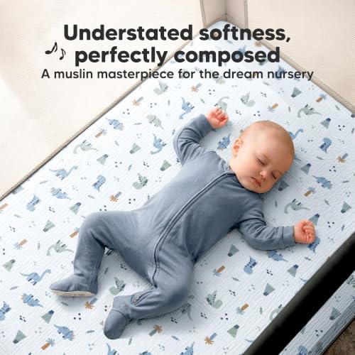 2pk Muslin Mini Crib Sheets for Boys, 38x26 Fitted Sheet - Image 2