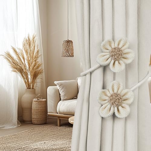KLOGTSIND Flower Curtain Tiebacks, Decorative Curtain Holdbacks No Drill - Image 2