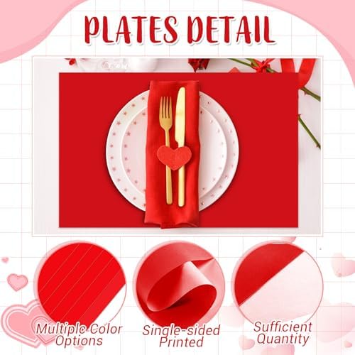 Fullhawl 60 Pcs Red Paper Placemats, Disposable Rectangular Table Setting Mats - Image 3