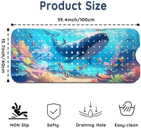 LNOND Bath Mat for Tub for Kids, Ocean Bathtub mat Non Slip, Machine Washable - Image 2
