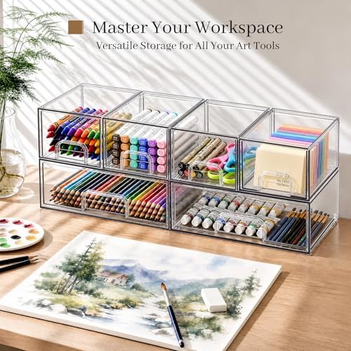 TIPGO Clear Stackable Storage Drawers, Acrylic Bathroom Makeup Organizer - Image 7
