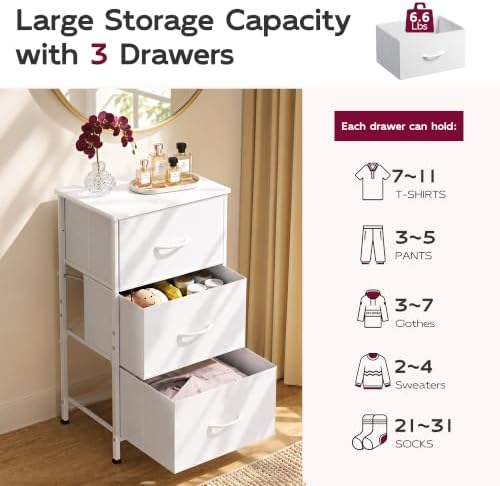 WLIVE Small Dresser Nightstand for Bedroom, 3 Drawers - Image 5