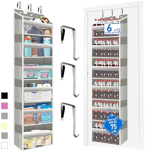 over the door organizer, Solid Bamboo Board 6-Tier Heavy Duty 75LB, 12 Side by Zebricolo
