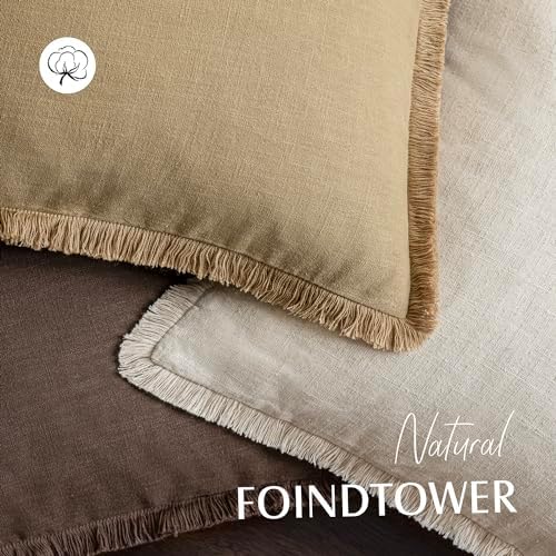 Foindtower Boho Linen Fringe Lumbar Throw Pillow Covers 12×20 Light Khaki - Image 4