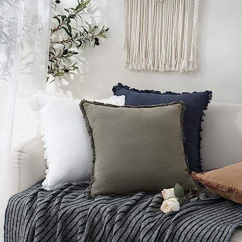 Foindtower Decorative Linen Fringe Throw Pillow Covers Cozy Boho Farmhouse - Image 5