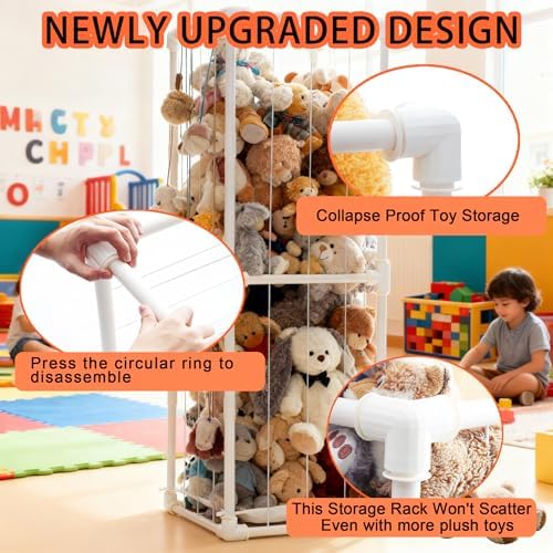 Stuffed Animal Storage Organizer, Upgraded Quick-Lock Vertical Toy Holder - Image 6