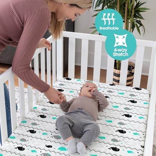 Pack n Play Sheets, BROLEX 2 Pack Mini Crib Sheets, Stretchy Portable Fitted - Image 5
