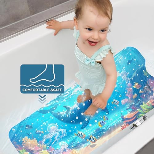 LNOND Bath Mat for Tub for Kids, Ocean Bathtub mat Non Slip, Machine Washable - Image 6