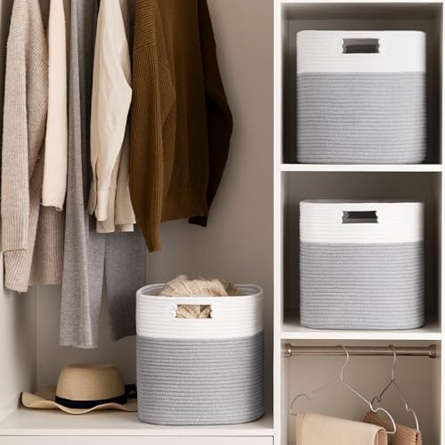 UBBCARE Set of 4 Storage Basket-13 X 13 X 13 in, Cotton Rope Basket - Image 7