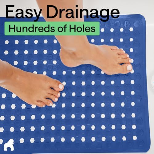 GORILLA GRIP Square Shower Stall Mat, Bathtub Floor Mat, 21x21 Royal Blue - Image 5