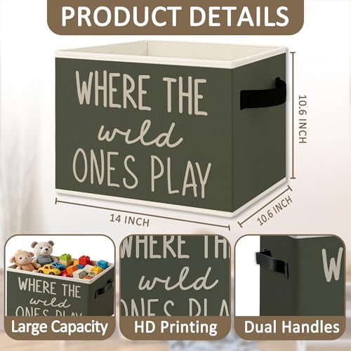 Green Boho Classroom Foldable Storage Bins Box - Image 6