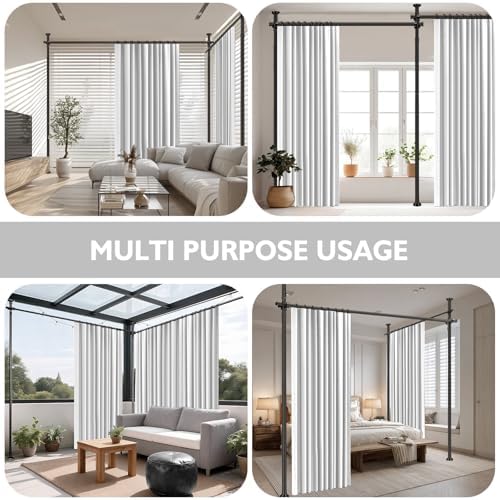 Room Divider Curtain Set-No Drilling Curtain Rod Set, Privacy Curtains - Image 5