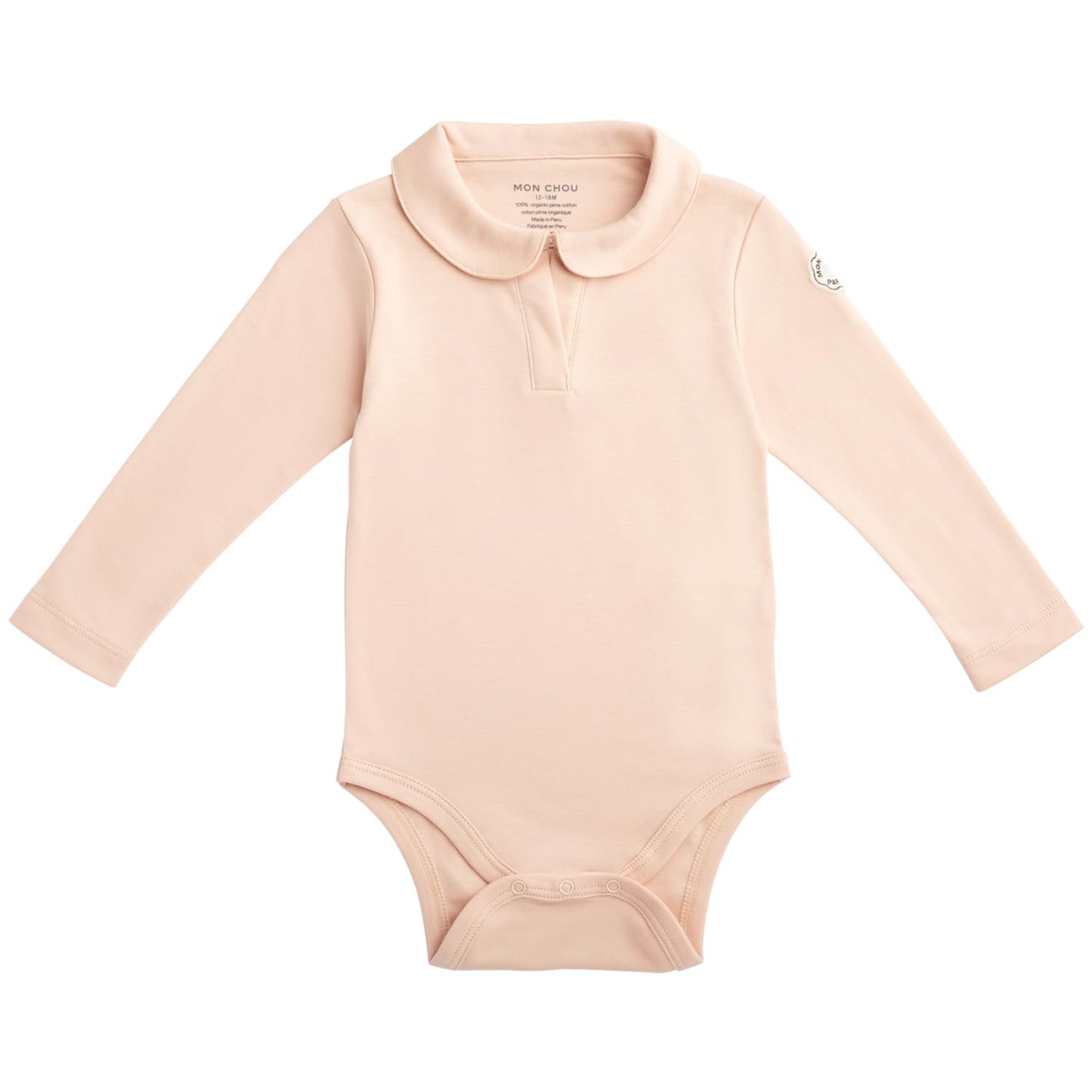 MON CHOU Premium Long Sleeve Bodysuit - Luxuriously Soft, 100% Pima Cotton Baby Bodysuit with Collar - Organic Cotton Baby Clothes (Bloom, 0-3 Months)