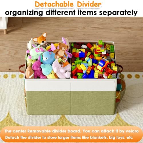 Large Toy Storage Box with Lid, Toy Chest with Divider, Foldable Organizer - Image 4