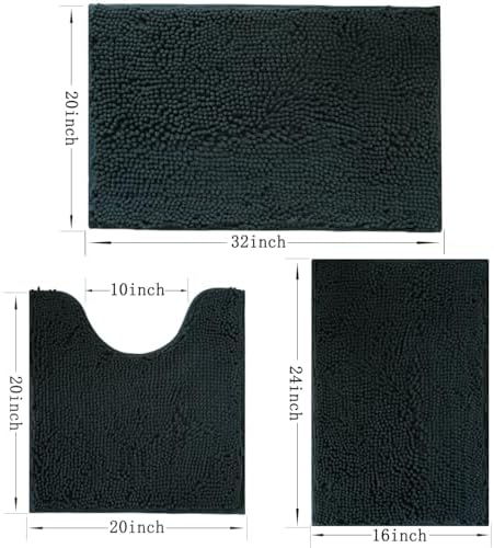 3 Piece Bathroom Rugs Set, Non-Slip Bath Mats - Image 3