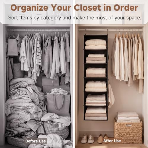 StorageWorks Hanging Closet Organizer, 6-Shelf - Image 5