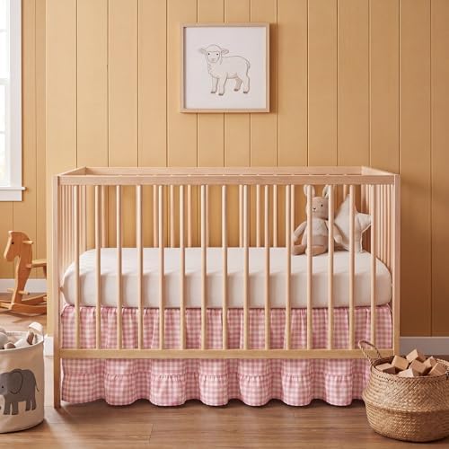 Gingham Crib Skirt Dust Ruffle 52 x 28 Inch 100% Cotton - Image 5