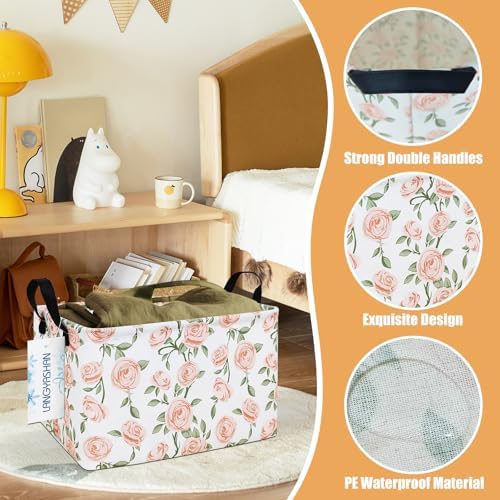 Rectangular Collapsible Champagne Rose Storage Basket Nursery Organizer - Image 5