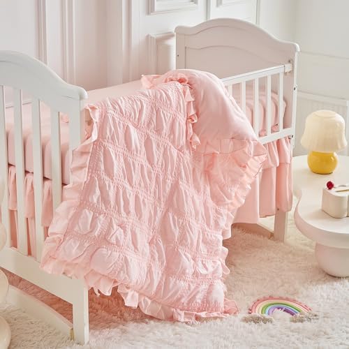 Ruffled Crib Bedding Set Baby Boho Quilted Comforter - Image 4